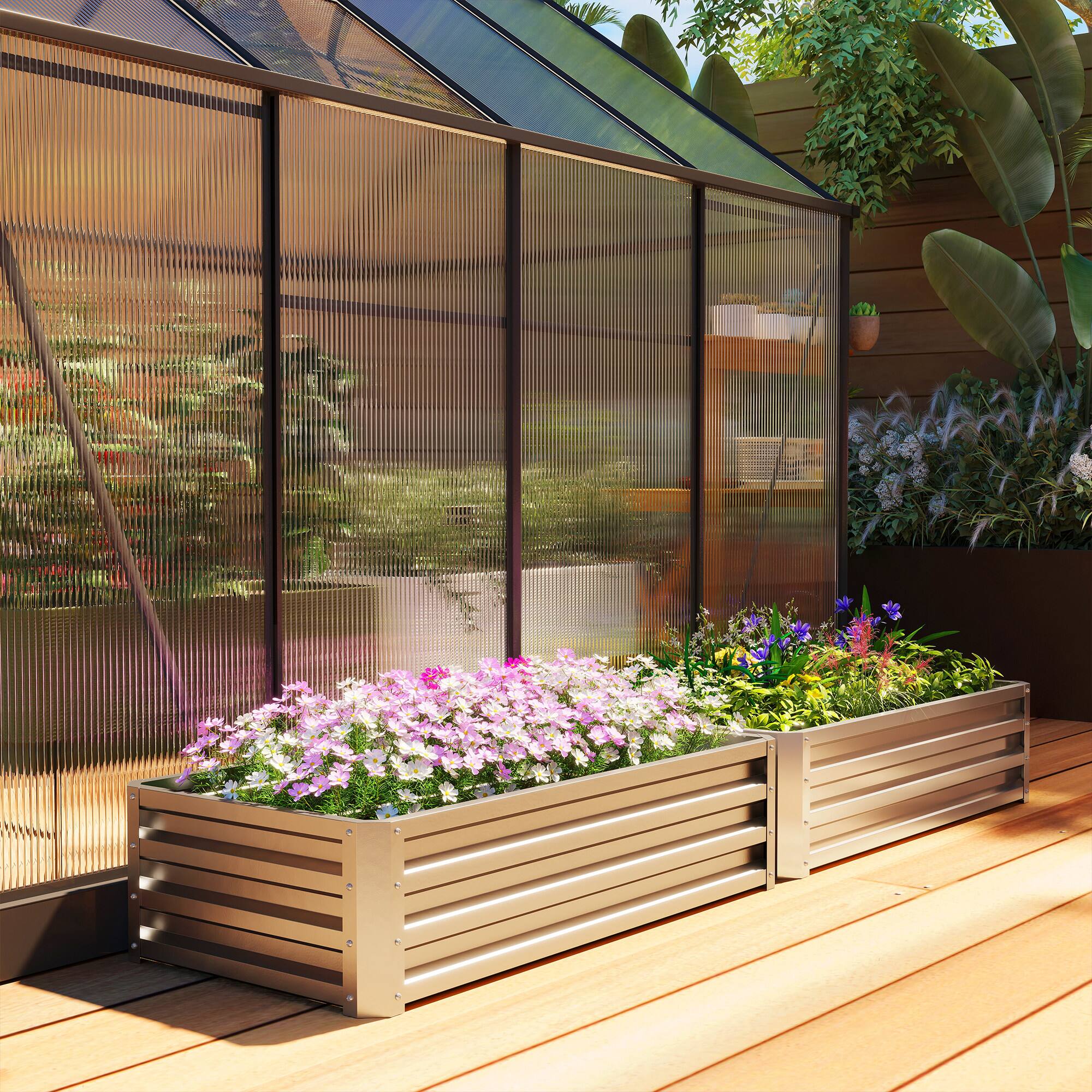 Alt View 7. Outsunny - Raised Garden Bed, 4' x 2' x 1' Metal Planter Box, for Growing Vegetables, Flowers, Herbs.