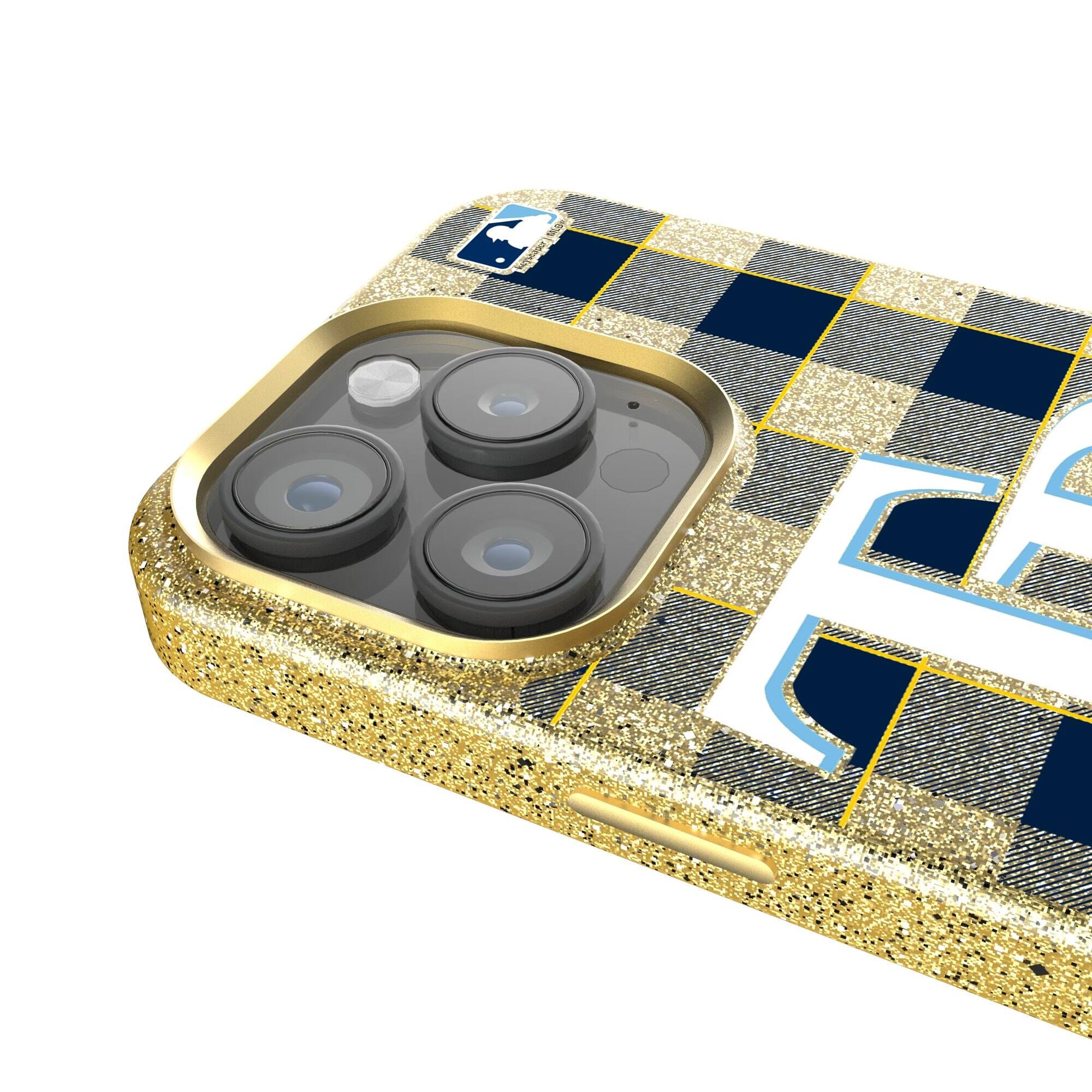 Alt View 3. Keyscaper - Tampa Bay Rays Plaid Bling iPhone Case - 15 - Gold.