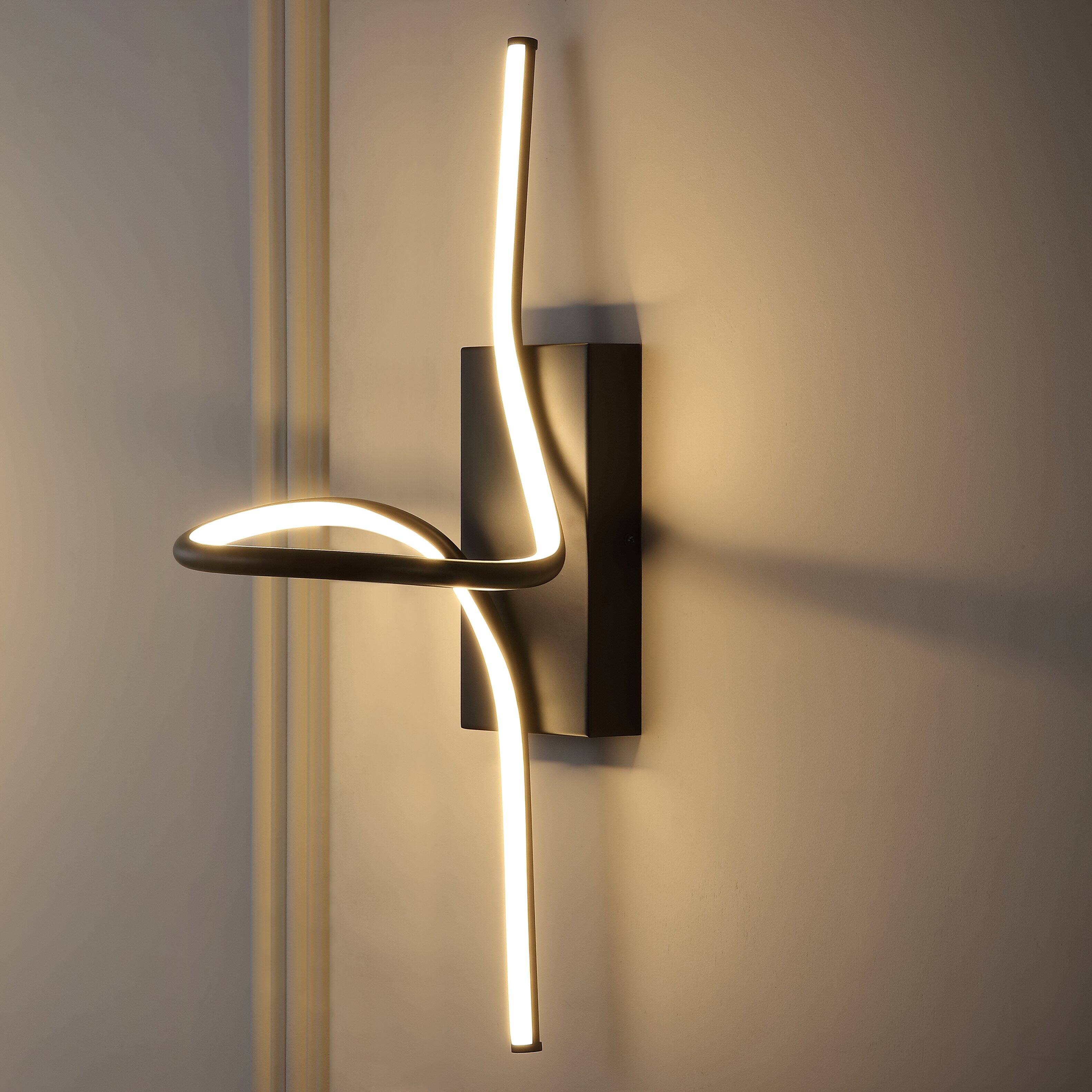 Alt View 5. Jonathan Y - Sketch 9" Minimalist Metal Integrated LED Vanity Light Sconce, Black - Black.