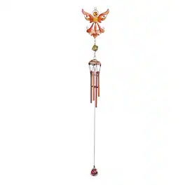FC Design - 18" Long Orange Angel Copper and Gem Wind Chime Outdoor Patio or Garden Hanging Decoration - Multi-Color