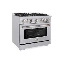 ZLINE - 36 in. 5.2 cu. ft. Freestanding Select Gas Range with Convection Oven with 6 Brass Burners - Stainless Steel