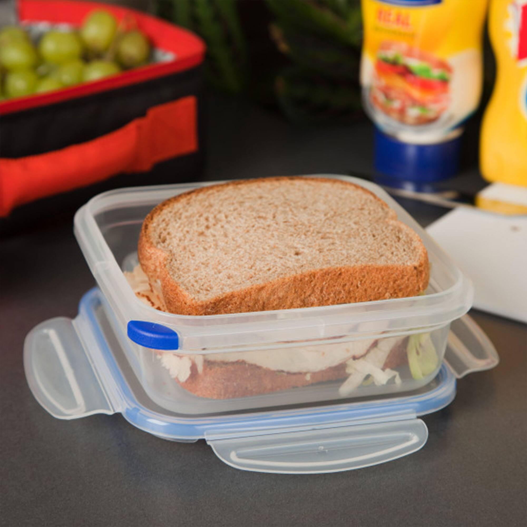 Alt View 3. Sterilite - Sterilite 4.0 Cup Square Ultra-Seal Food Storage Container, Blue (6 Pack) - Clear/Blue.