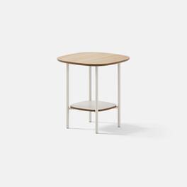 Branch - Side Table – Two-Tier Compact End Table, Steel Base, Modern Accent Table for Living Room or Office - Woodgrain / Tofu