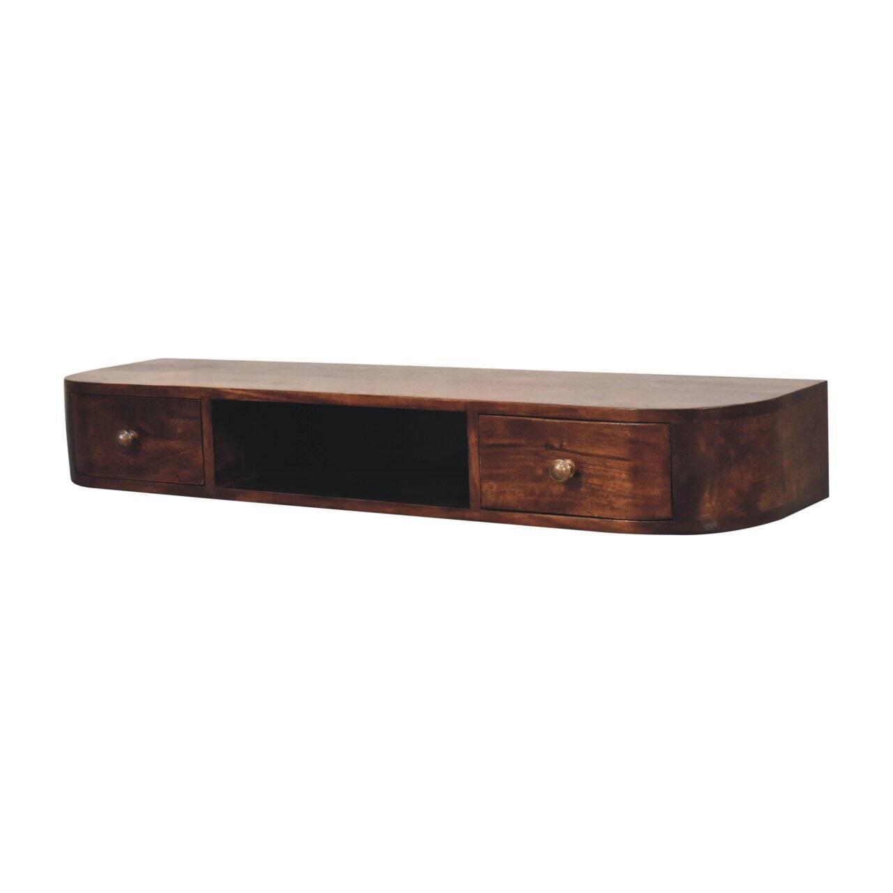 Angle. Artisan Furniture - Artisan Furniture Solid Wood Lunar 2 Drawer Wall Mounted Chestnut Console, Brown - Brown.