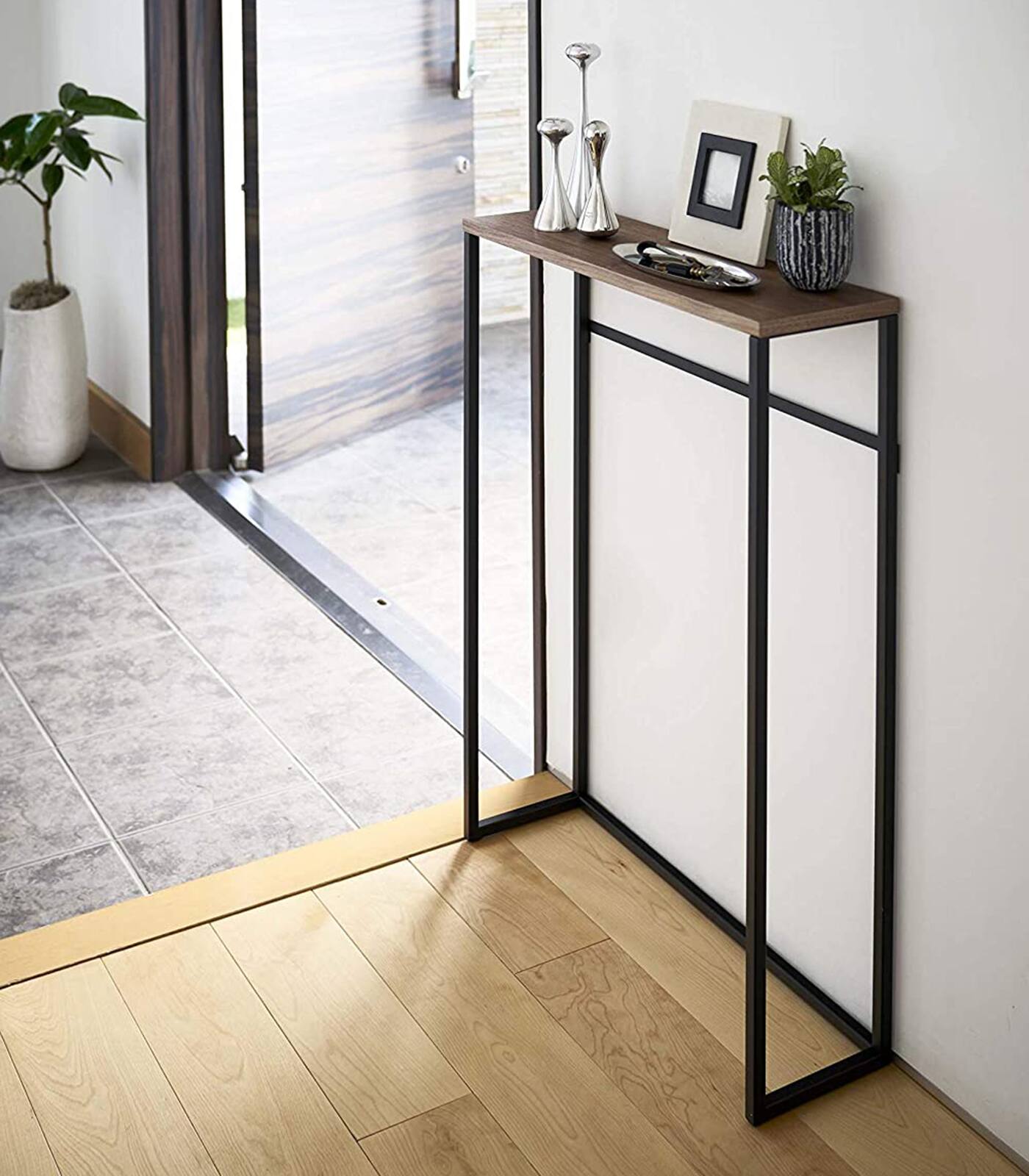 Front. Yamazaki Home - Narrow Entryway Console Table (32" H)  - Steel - Black.