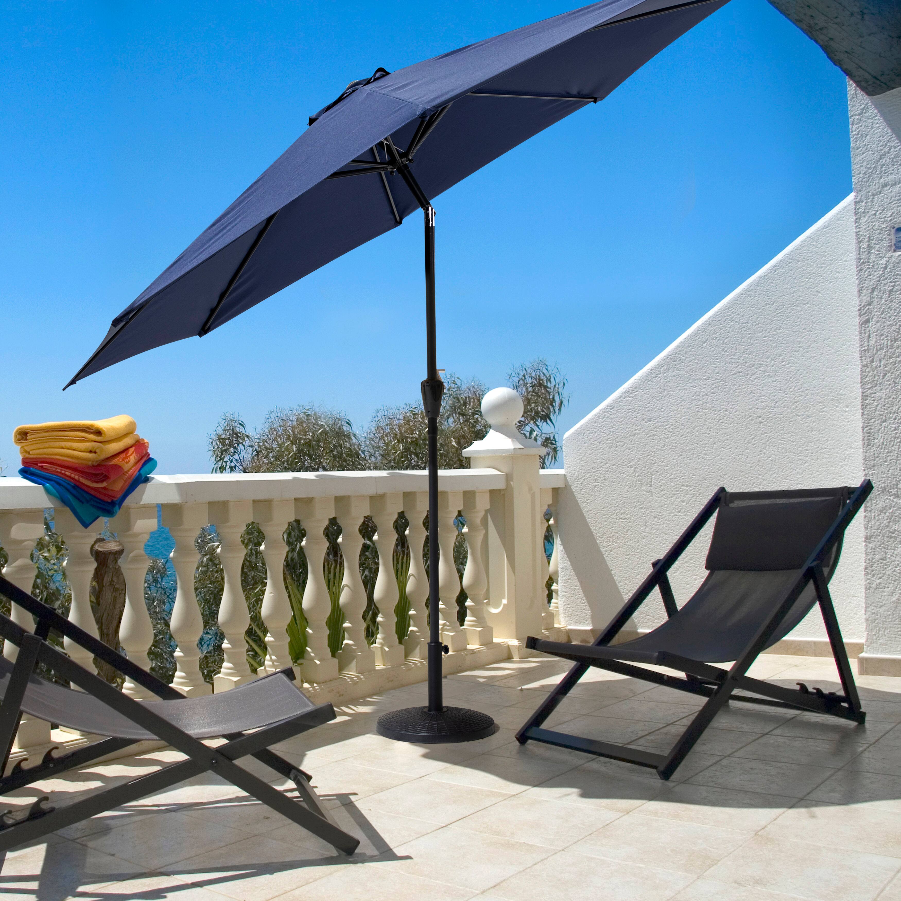Alt View 5. Nuu Garden - Outdoor 10' Round Blue Patio Vented Umbrella, Crank, Push Button Tilt - Blue.