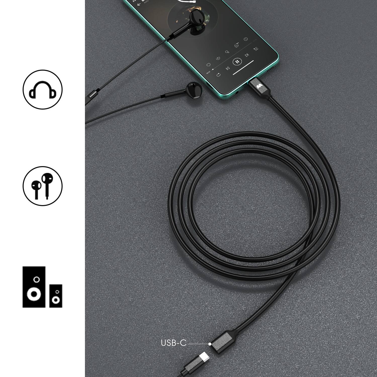 Alt View 3. Mybat Pro - MyBat USB-C Male to USB-C Female Extension Cable - 5FT - Black - Black.