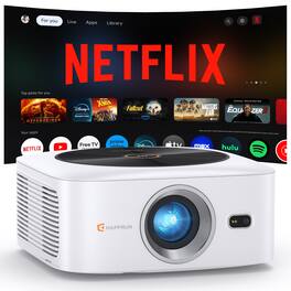 Happrun - J7 1500 ANSI Smart Outdoor Projector, Built-in Apps, 4K Decoding, Auto Focus, WiFi 6, Bluetooth, Dolby Audio