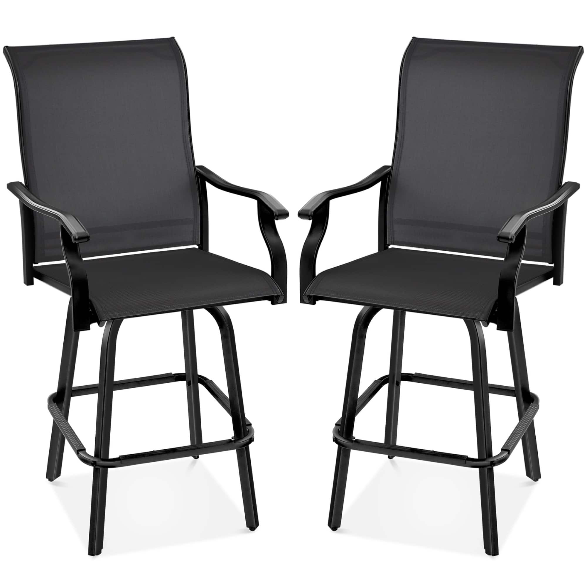 Best Choice Products - Set of 2 Outdoor Swivel Bar Stools, Patio Barstool Chairs w/ 360 Rotation, All-Weather Mesh - Black