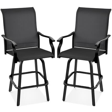 Front. Best Choice Products - Best Choice Products Set of 2 Outdoor Swivel Bar Stools, Patio Barstool Chairs w/ 360 Rotation, All-Weather Mesh - Black - Black.