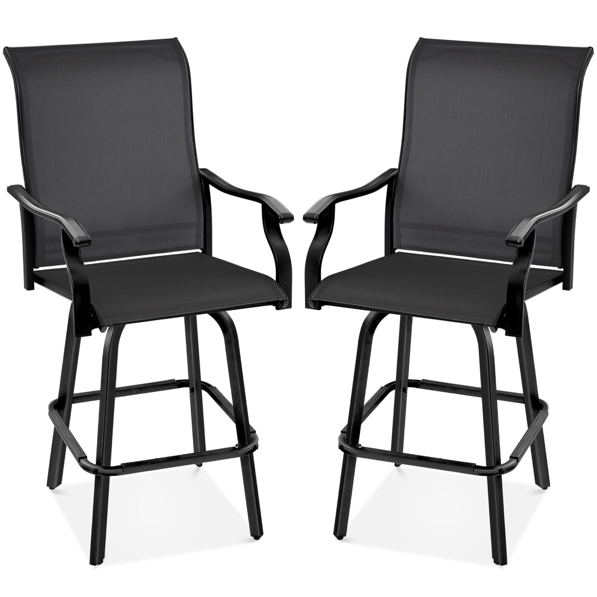 Front. Best Choice Products - Best Choice Products Set of 2 Outdoor Swivel Bar Stools, Patio Barstool Chairs w/ 360 Rotation, All-Weather Mesh - Black - Black.
