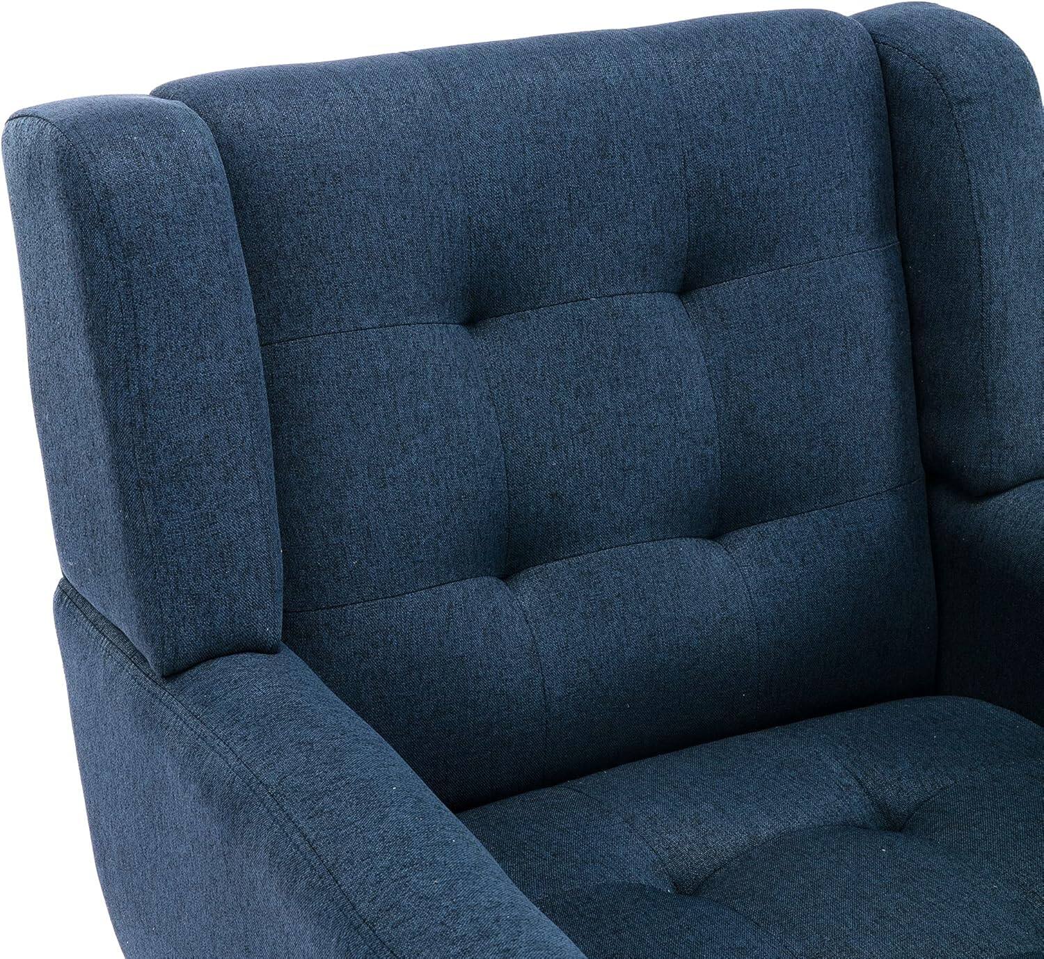 Alt View 6. Trinkets Crazed - Midcentury Modern Accent Chair with Arms, Upholstered Fabric Reading Side Chair - blue.