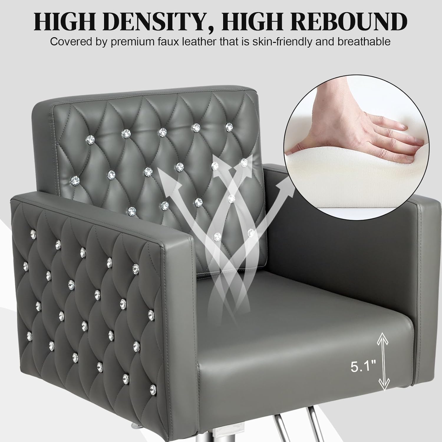 HIGH DENSITY, HIGH REBOUND  
Covered by premium faux leather that is skin-friendly and breathable  

5.1"