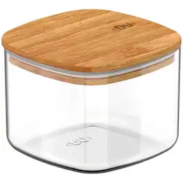 OU - Airtight Food Storage Container 1.9cup, Plastic Food Storage Container with Leak Proof Bamboo Lid - Clear