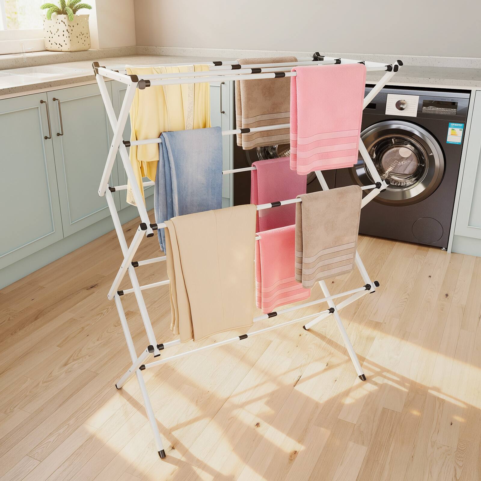 Alt View 5. Sugift - White Folding Metal Drying Rack - White.