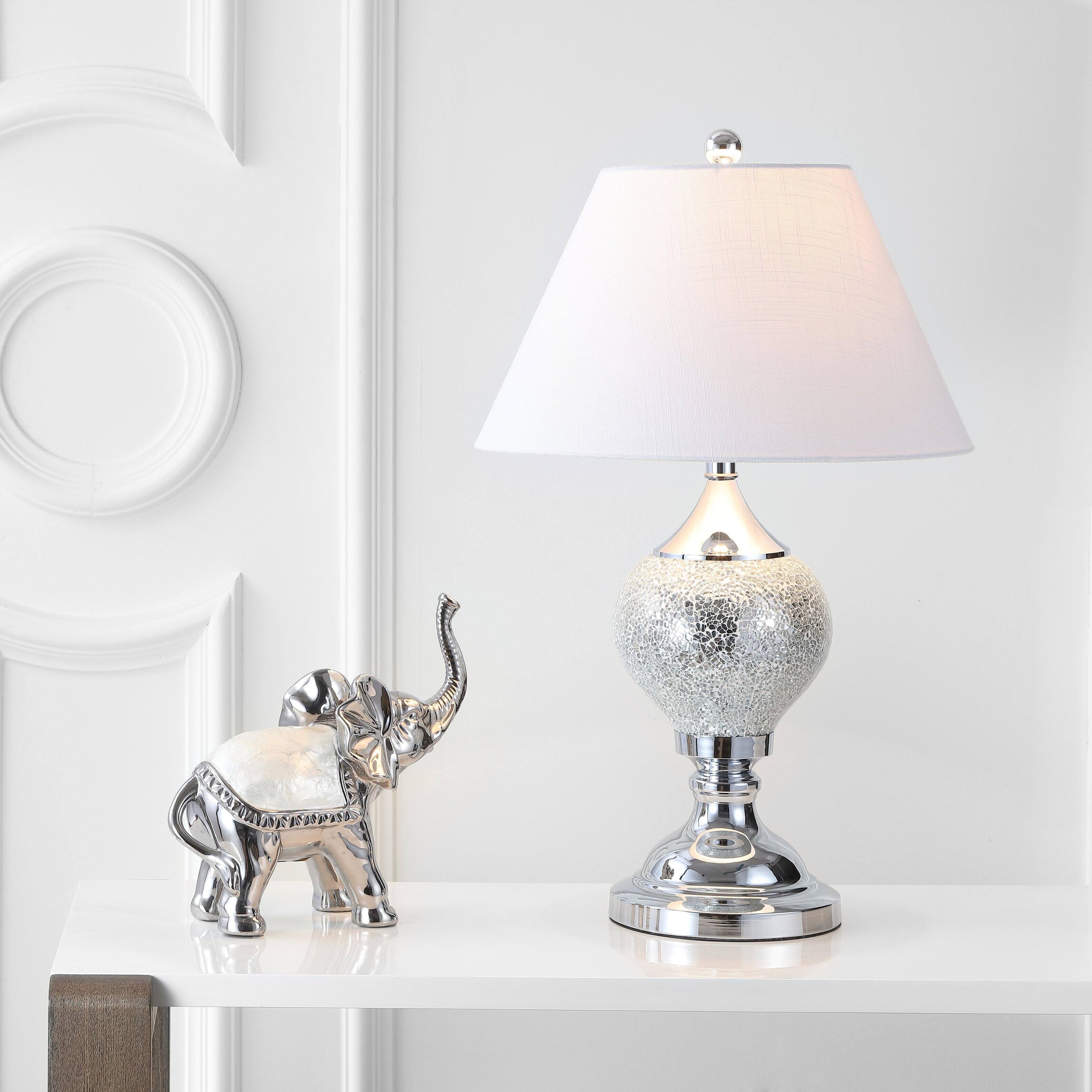 Alt View 1. Jonathan Y - Louise 27" Mirrored LED Table Lamp, Silver/Chrome - Silver/Chrome.