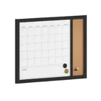 Martha Stewart - Everette Dry Erase Magnetic Monthly Calendar/Cork Board - 24x18 - Black Woodgrain - Front_Zoom