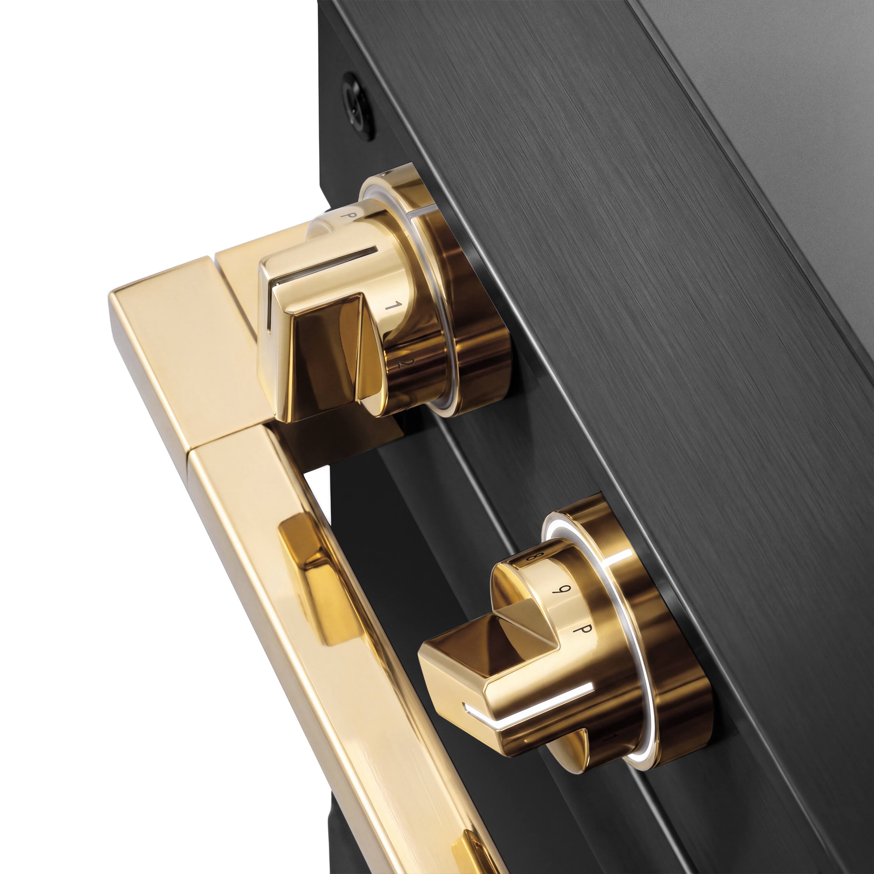 Alt View 9. ZLINE - Autograph 36 in. 5.2 cu. ft. Marino Freestanding Induction Range with 5 Burners in Black Steel with Gold Accents - Black Stainless Steel.