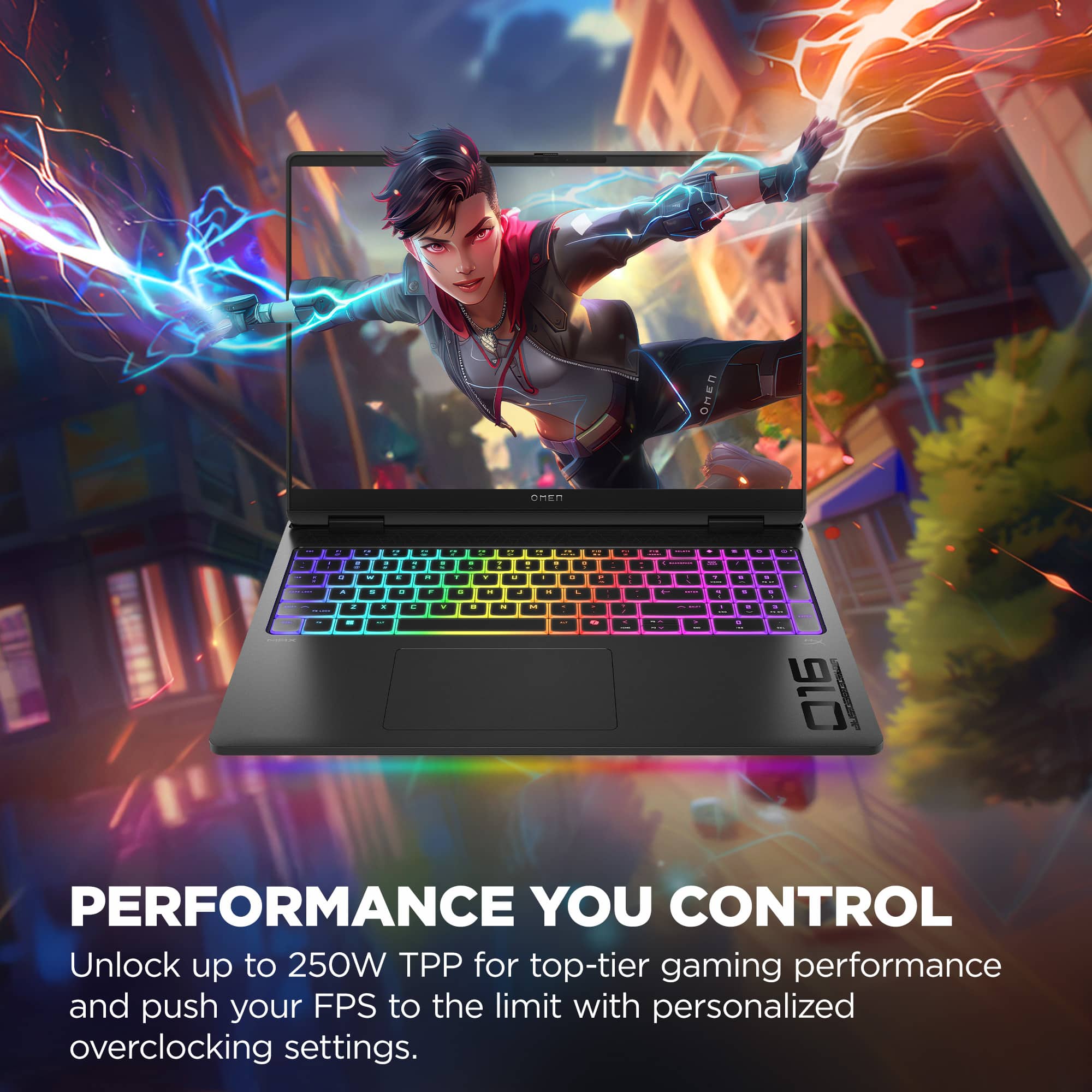 OMEN by HP Laptop - "Performance You Control" - Unlock up to 250W TPP for top-tier gaming performance and push your FPS to the limit with personalized overclocking settings.