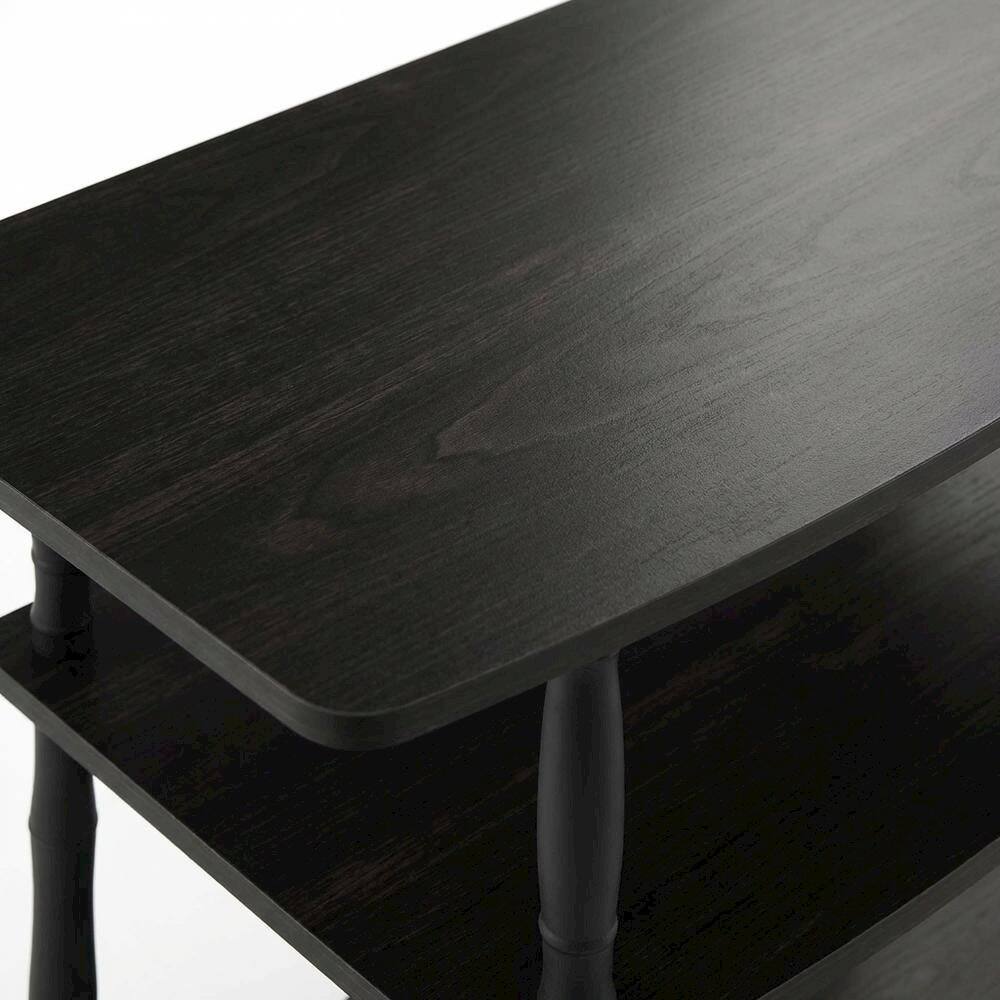 Alt View 1. FurniFact - Espresso and Black Wood TV Stand with 3-Tier Open Shelves and Modern Design - Espresso/Black Classic Tube.