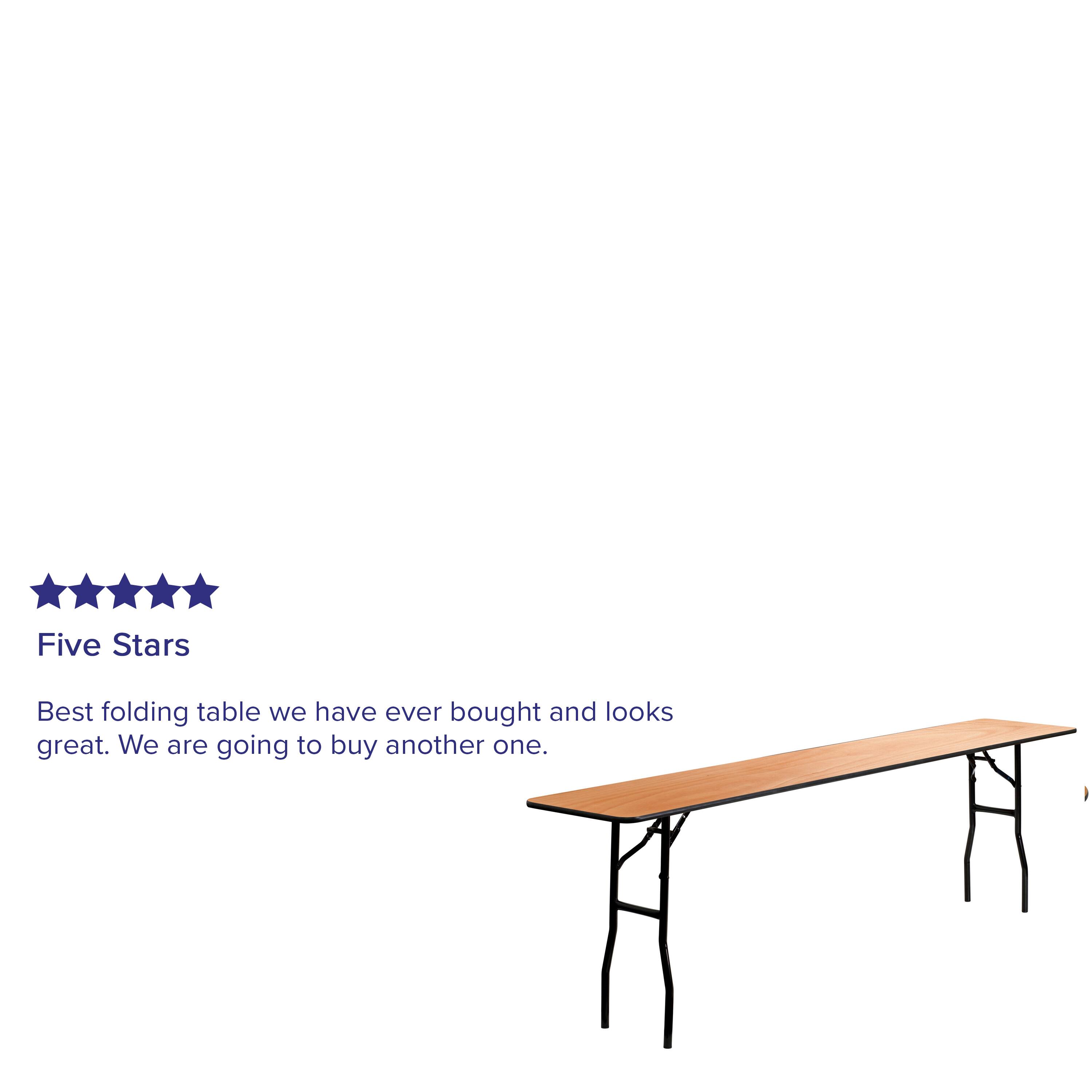 Alt View 13. Alamont Home - 8-Foot Rectangular Wood Folding Training / Seminar Table with Smooth Clear Coated Finished Top - Natural.
