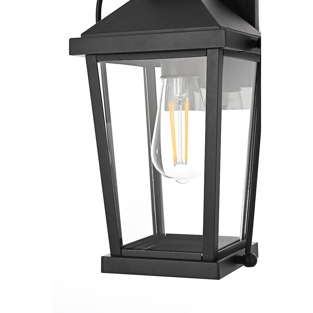 Alt View 2. Elegant Lighting - Luz 14 inch Outdoor Wall sconce in Black - Black And Clear.