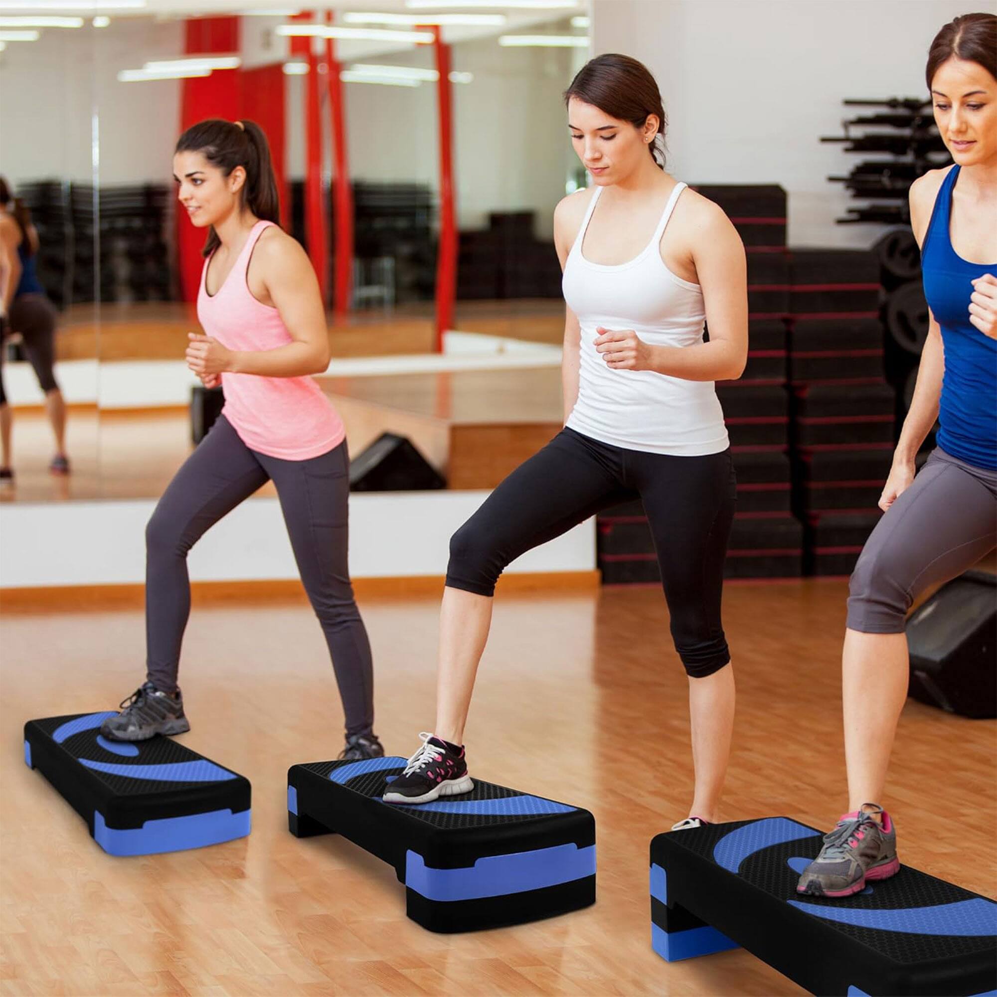 Alt View 4. BalanceFrom Fitness - BalanceFrom Fitness Adjustable Workout Aerobic Step Platform Trainer w/ Raisers - Blue.