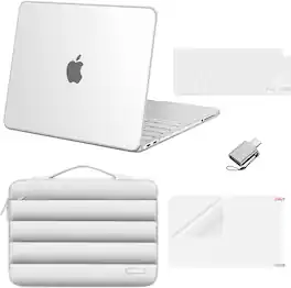 mosiso - For MacBook Neo 13-Inch 2026 A3404 A18 Pro Chip, Protective Hard Shell&Puffy Sleeve Bag&Keyboard Skin&Screen Film&Type C - Frosted Clear