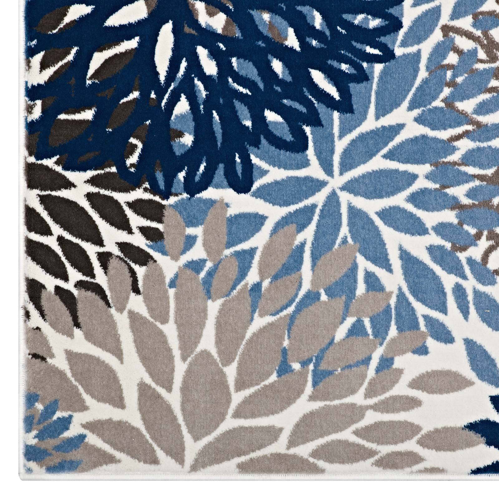 Alt View 1. Modway - Calithea Vintage Classic Abstract Floral Area Rug - Blue Brown and Beige.