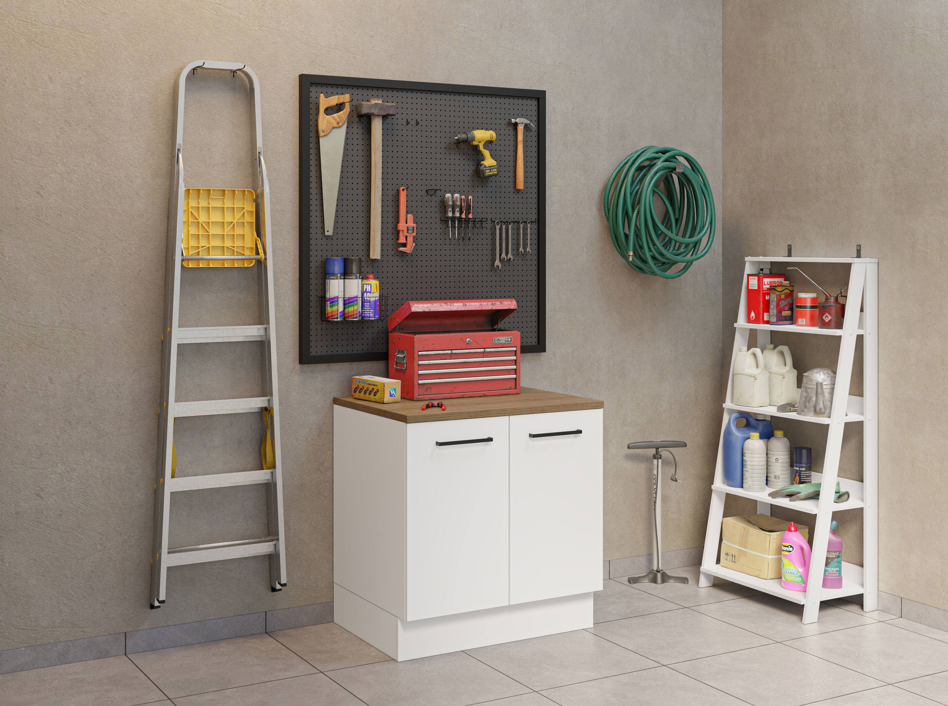 Alt View 1. Madesa - Madesa Compact Garage and Utility Room Base Storage Cabinet with 2 Doors 33"L - White - White.