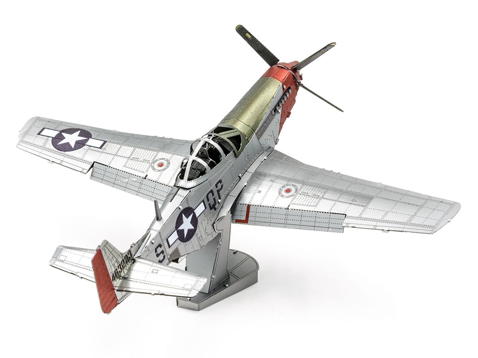 Left. Metal Earth - North American P-51D Mustang Fighter Aircraft "Sweet Arlene" US Army Air Forces Challenging Difficulty Steel Model - Multicolor.