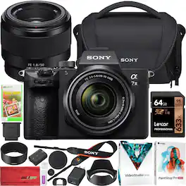 Sony - a7 III Mirrorless 4K Camera Full Frame 2 Lens Kit 28-70mm + 50mm + Case Bundle