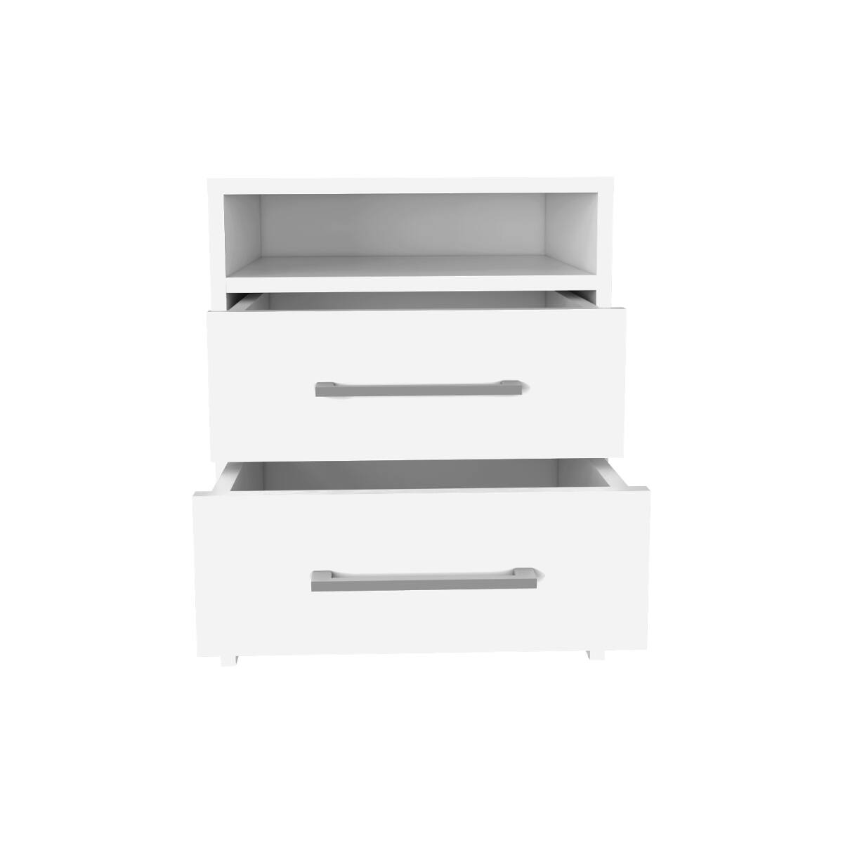 Left. Loheer - Loheer White Nightstand with Open Shelf and Two Drawers - White.