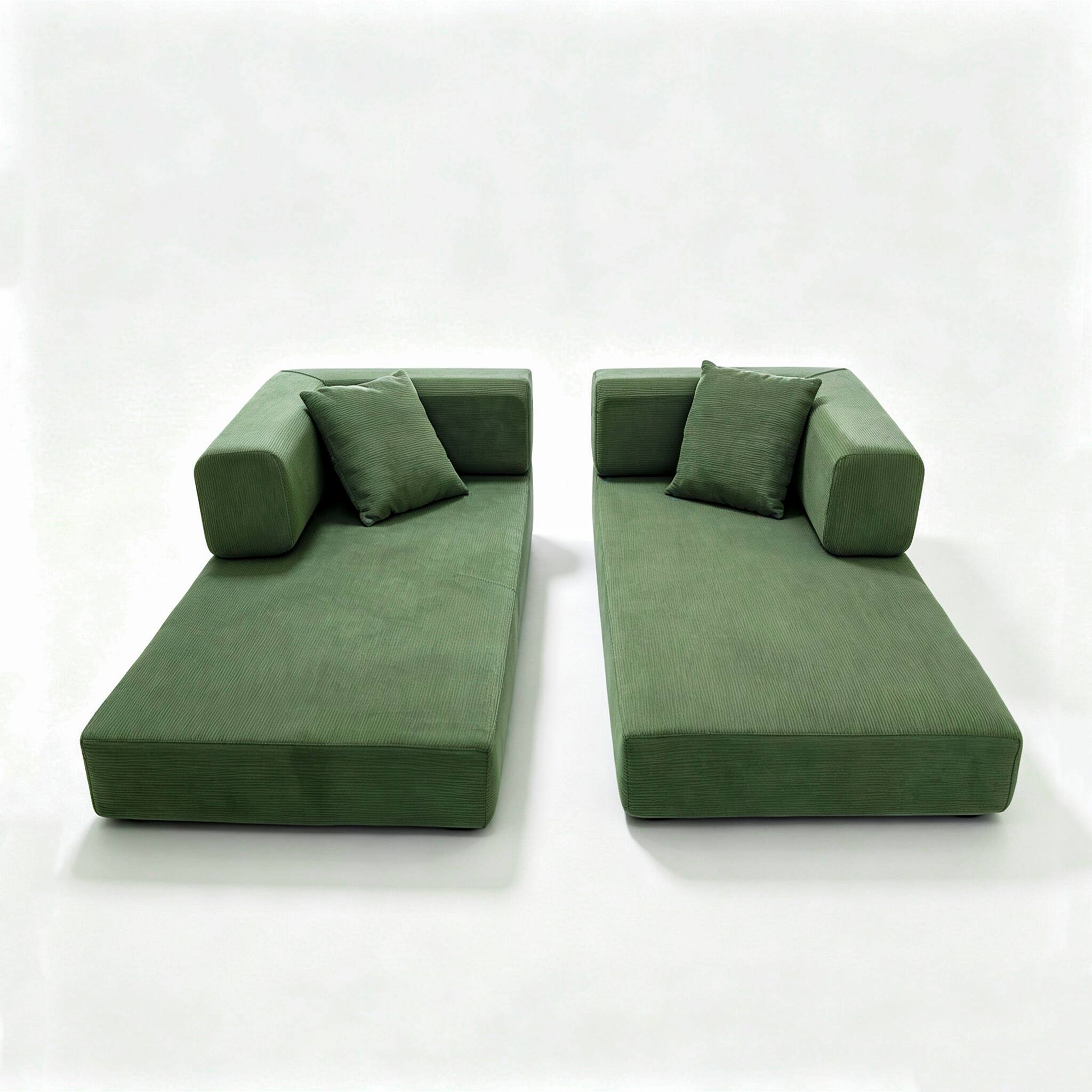 Alt View 7. Meqiodas - Convertible Sofa Bed, Folding Floor Couch with Square Armrest, Comfy Sleeper Mattress for Living Room - Green.