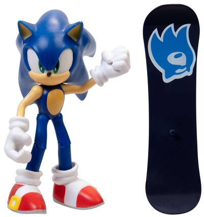 Front. Jakks Pacific - Sonic the Hedgehog 4 Inch Figure | Modern Sonic w/ Snowboard - Blue.