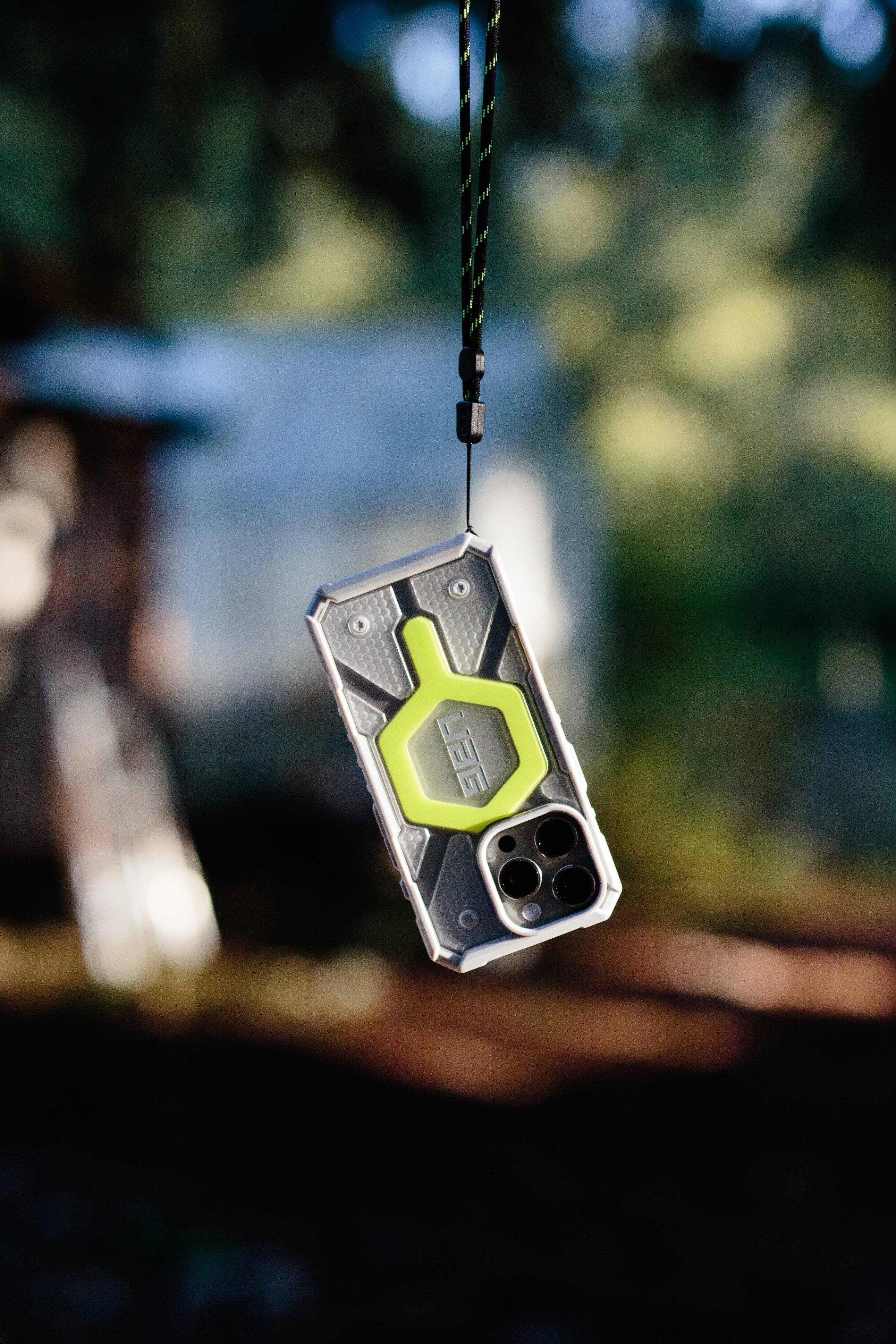 Alt View 2. UAG - Bundle: Pathfinder Series MagSafe Case and Lanyard for iPhone 16 Pro Max - Neon Yellow/Clear.