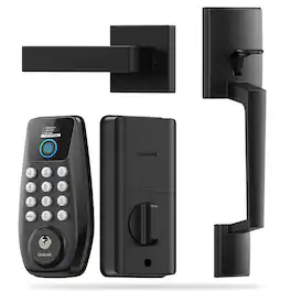DESLOC - C100 Smart Door Lock with Visible Display and Fingerprint, Smart Keypad Deadbolt with Handle for Front Door - Black