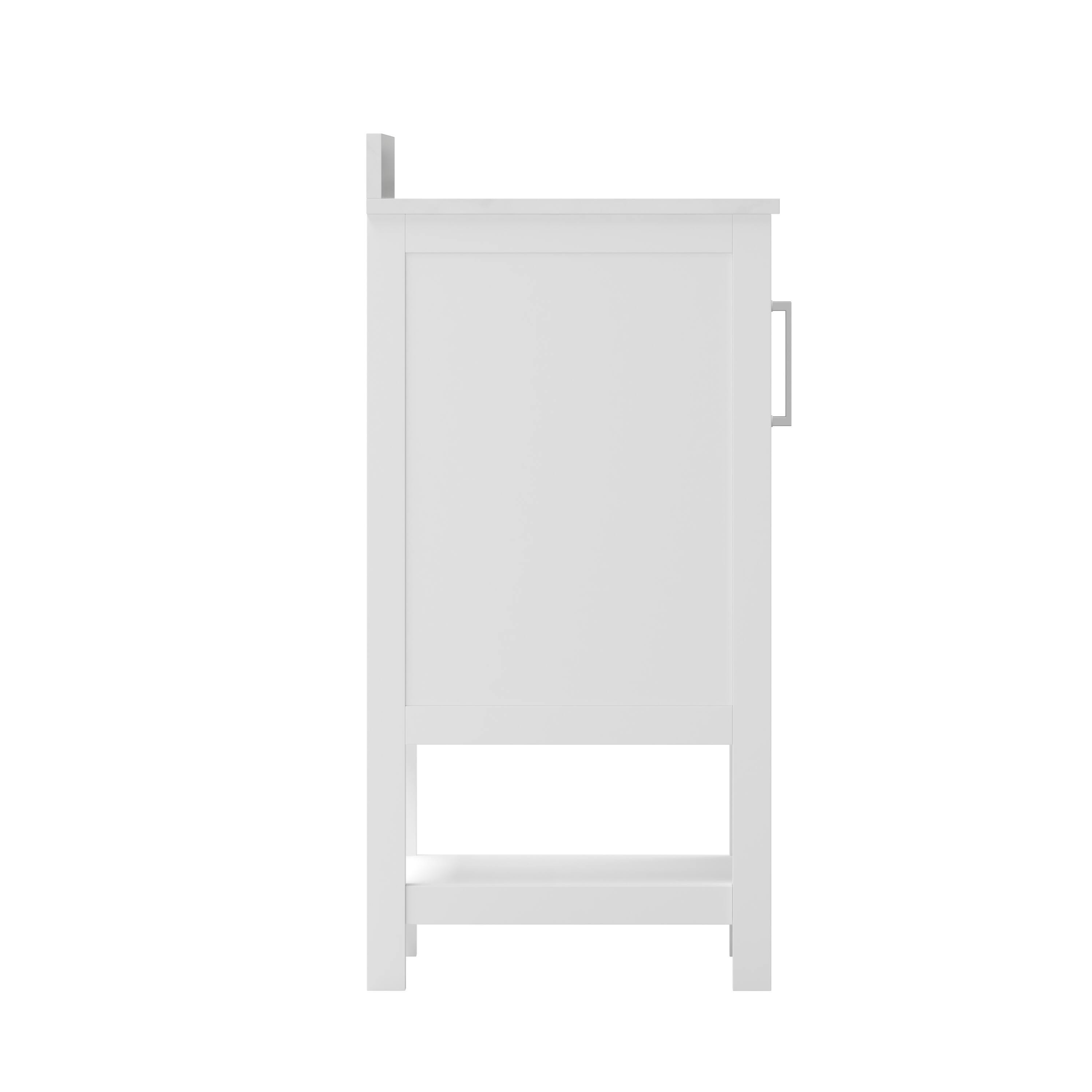 Alt View 8. Emma + Oliver - Vesta Bathroom Vanity, Single Sink Cabinet with 2 Soft Close Doors and Open Shelf, Carrara Marble Finish Countertop - White.