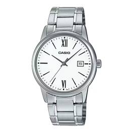 Casio - Men’s Stainless Steel Analog Watch with White Dial and Date - MTP-V002D-7B3 - Silver