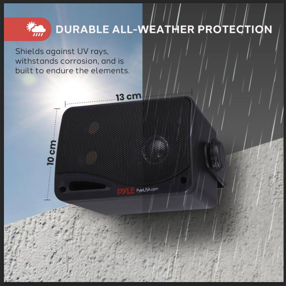 DURABLE ALL-WEATHER PROTECTION: Shields against UV rays, withstands corrosion, and is built to endure the elements. 10 cm x 13 cm. PYLE PyleUSA.com