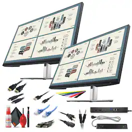 2 x Dell P2723QE 27" 4K UHD USB Type-C Hub Monitor + Dell WD19S Dock + More