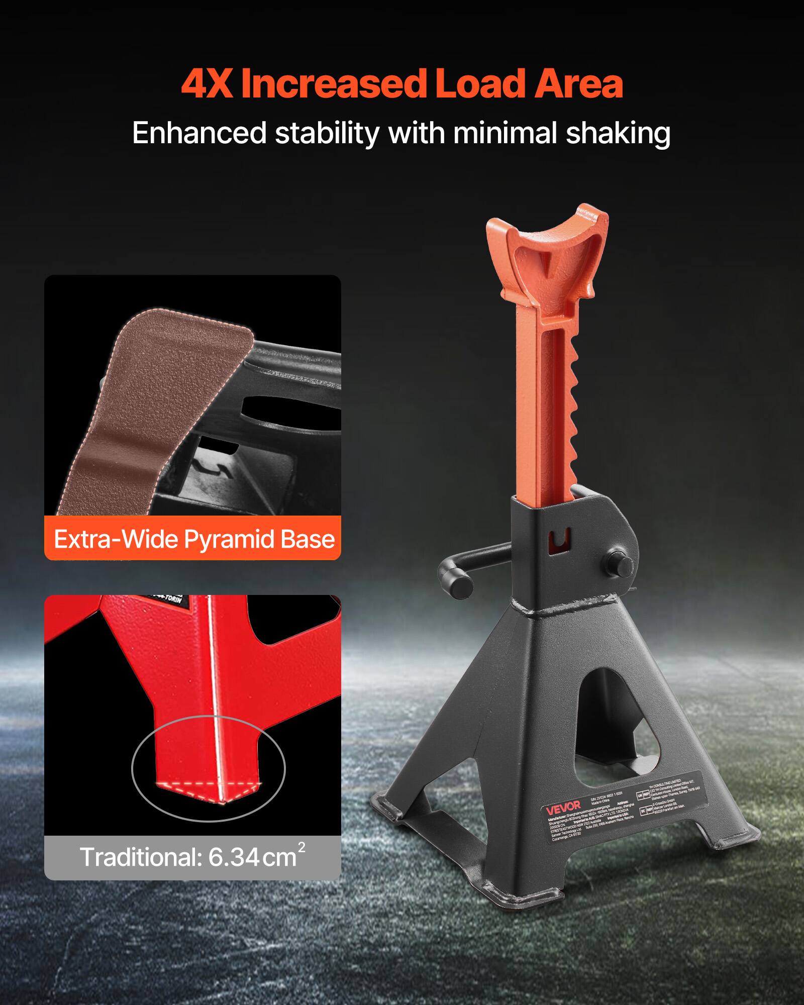 4X Increased Load Area  
Enhanced stability with minimal shaking  

Extra-Wide Pyramid Base  

Traditional: 6.34 cm²