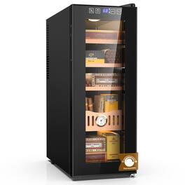 Mirfee - 35L Electric Cooling/Heating Cigar Humidor with Spanish Cedar Trays & Drawer — Stores 100–230 Cigars - 35L(100-230Cigars)