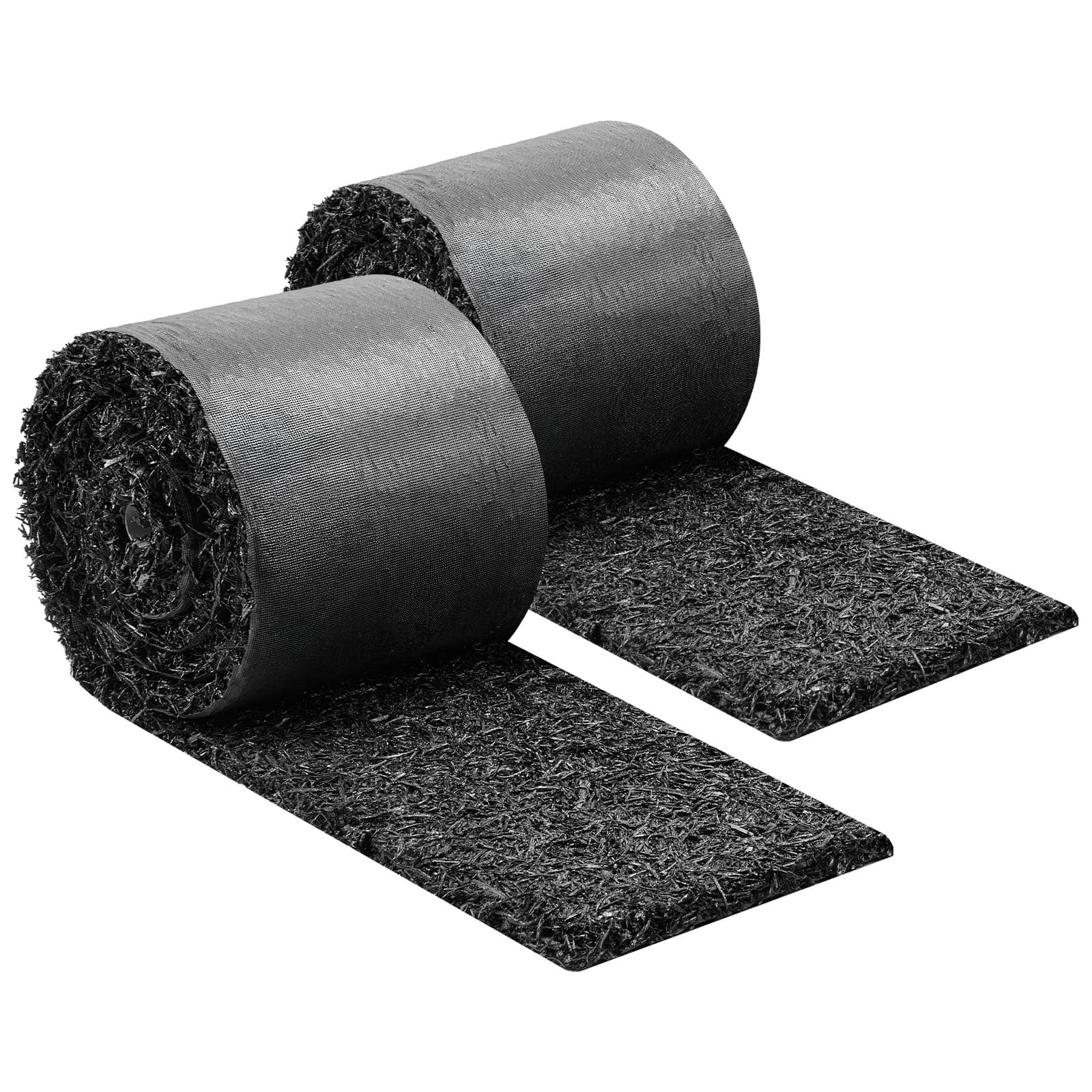VEVOR - Rubber Mulch Mat Roll, 2 Rolls 140 x 4.5 in, Recycled Rubber Permanent Mulch Edging Border, Natural-Looking Flower - Black