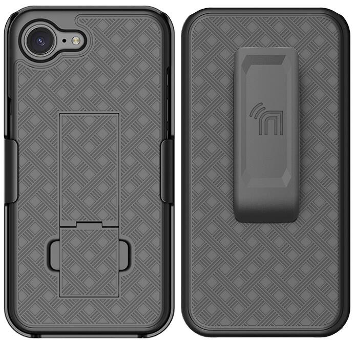 Alt View 2. Nakedcellphone - Combo for Apple iPhone 17e / 16e - Slim Case and Belt Clip Holster - Black.