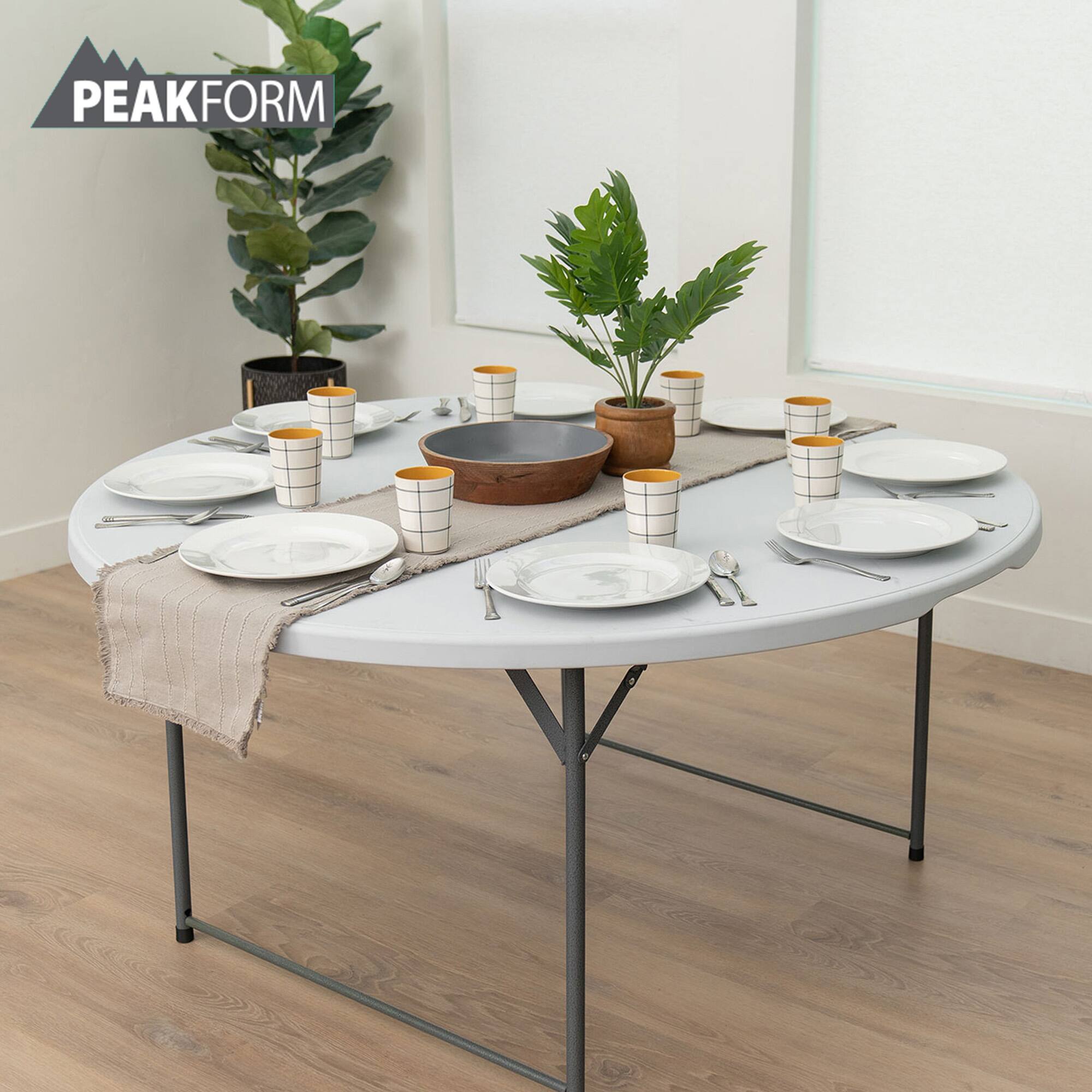 Alt View 3. Peakform - Peakform Round Folding Banquet Table for Indoor or Outdoor Use, 60 Inch, White - White.