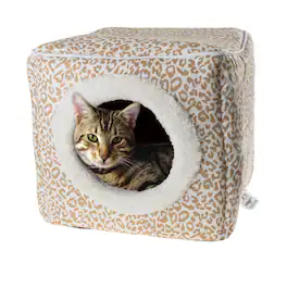 PetMaker - Cat House Indoor Bed with Removable Foam Cushion Cat Cave for Puppies, Rabbits, Guinea Pigs, and Other Small Animals - Animal Print