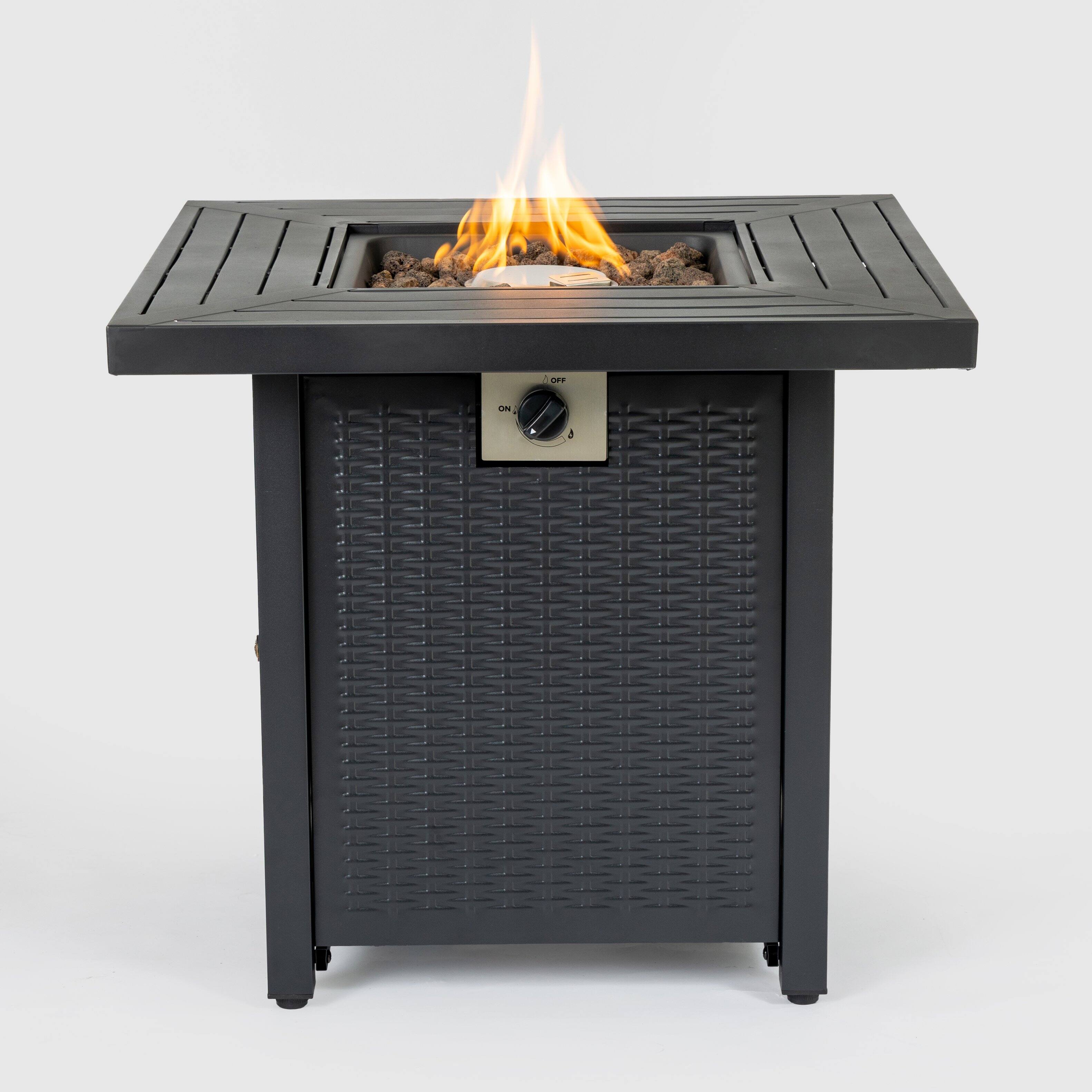 Angle. Dexmalle - Dexmalle-28Inch Iron Square Propane Fire Pit Table-Black.