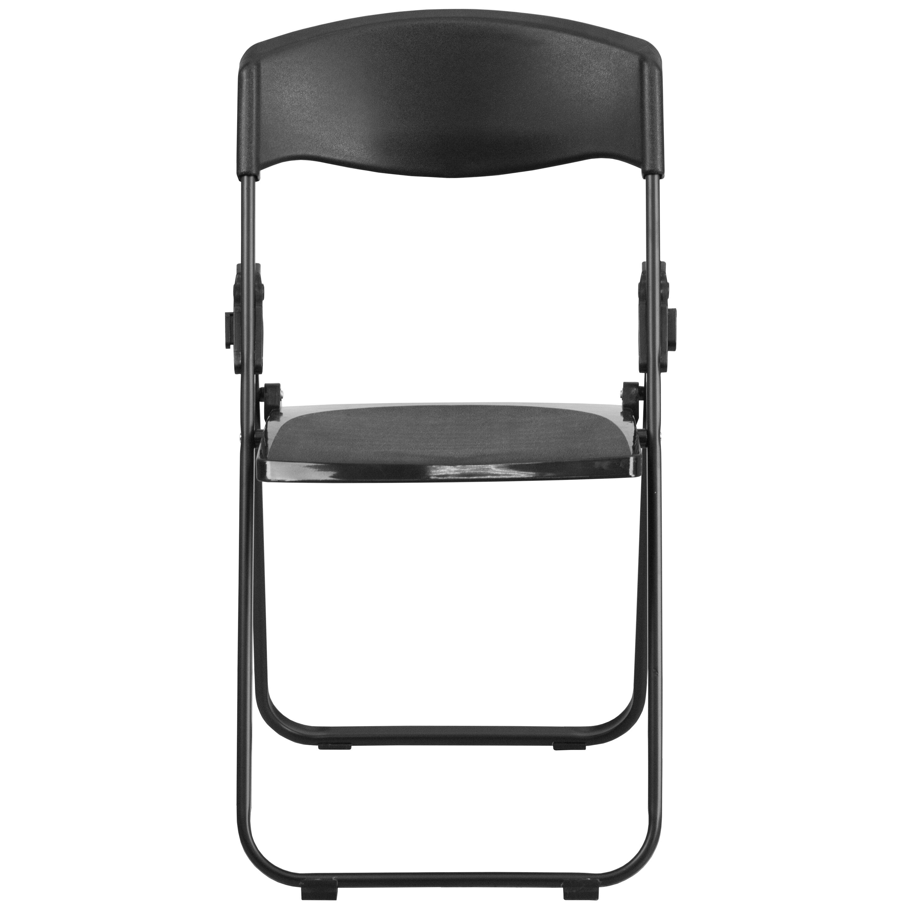 Alt View 8. Emma + Oliver - 2 Pack Commercial Event Plastic Folding Chair with Ganging Brackets - Black.