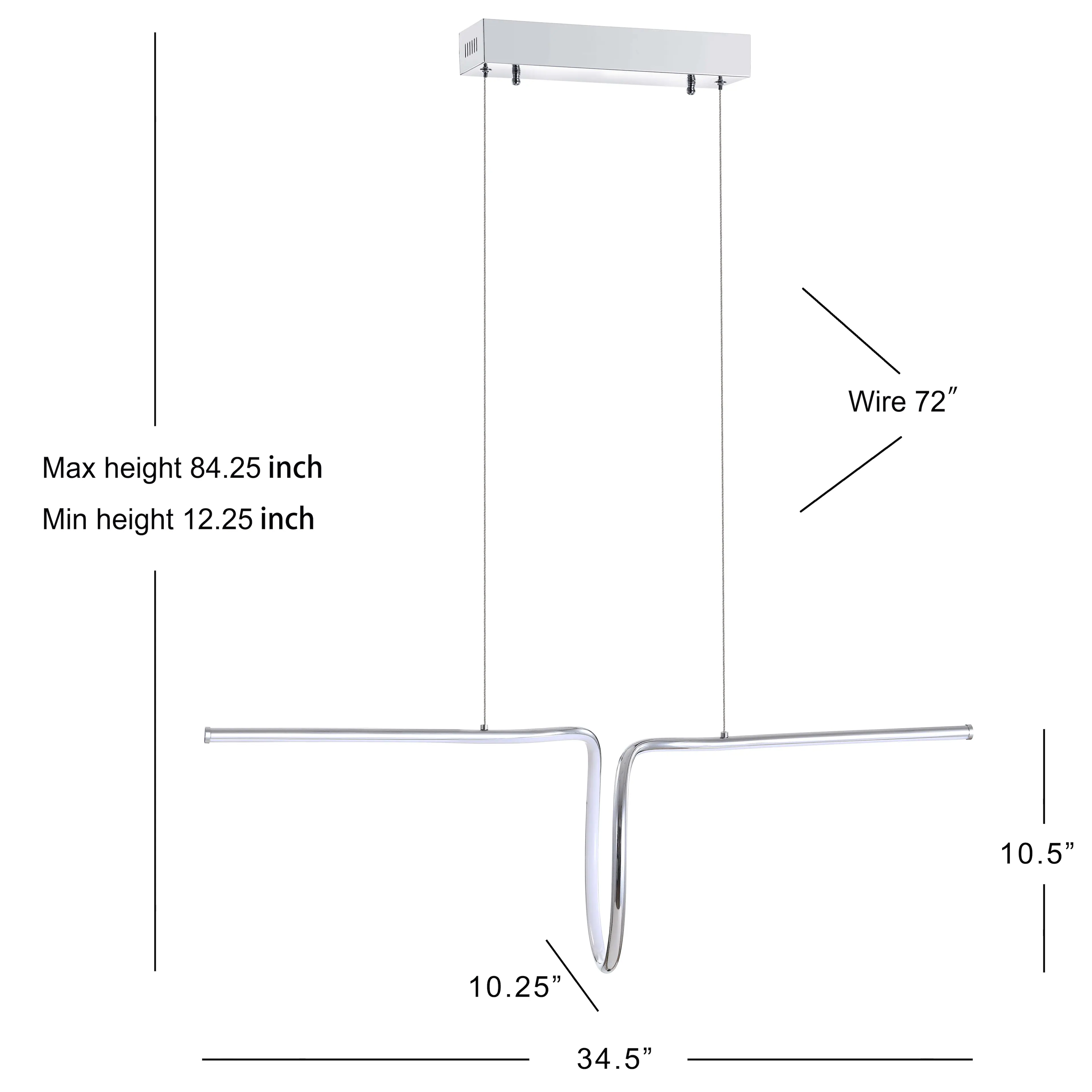Wire 72"  
Max height 84.25 inch  
Min height 12.25 inch  
10.5"  
10.25"  
34.5"